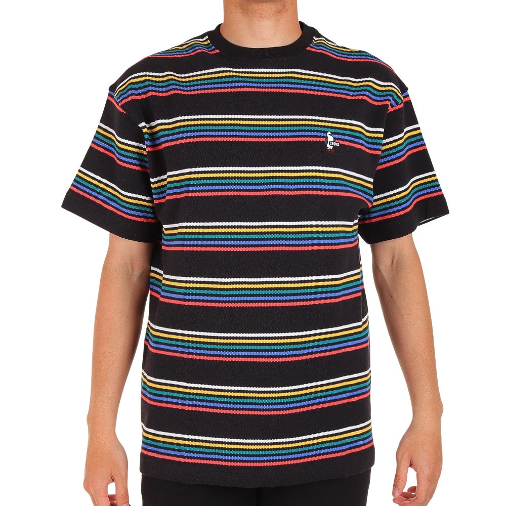 チャムス（CHUMS）（メンズ）半袖Tシャツ オーバーサイズドブービーボーダーピケ CH02-1187-K076 ブラック