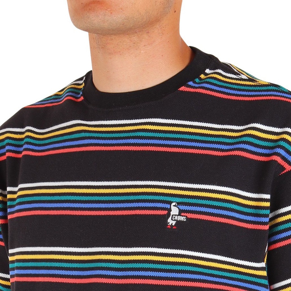 チャムス（CHUMS）（メンズ）半袖Tシャツ オーバーサイズドブービーボーダーピケ CH02-1187-K076 ブラック