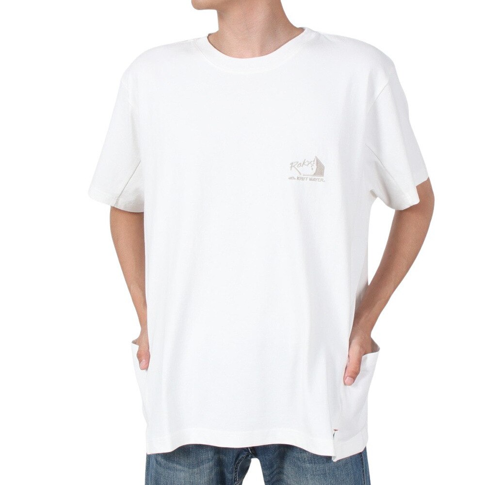 クリフメイヤー（KRIFF MAYER）（メンズ）接触冷感 半袖Tシャツ ROKXコラボ クールタフTシャツ ロゴ 2245104-5:OFF オフホワイト