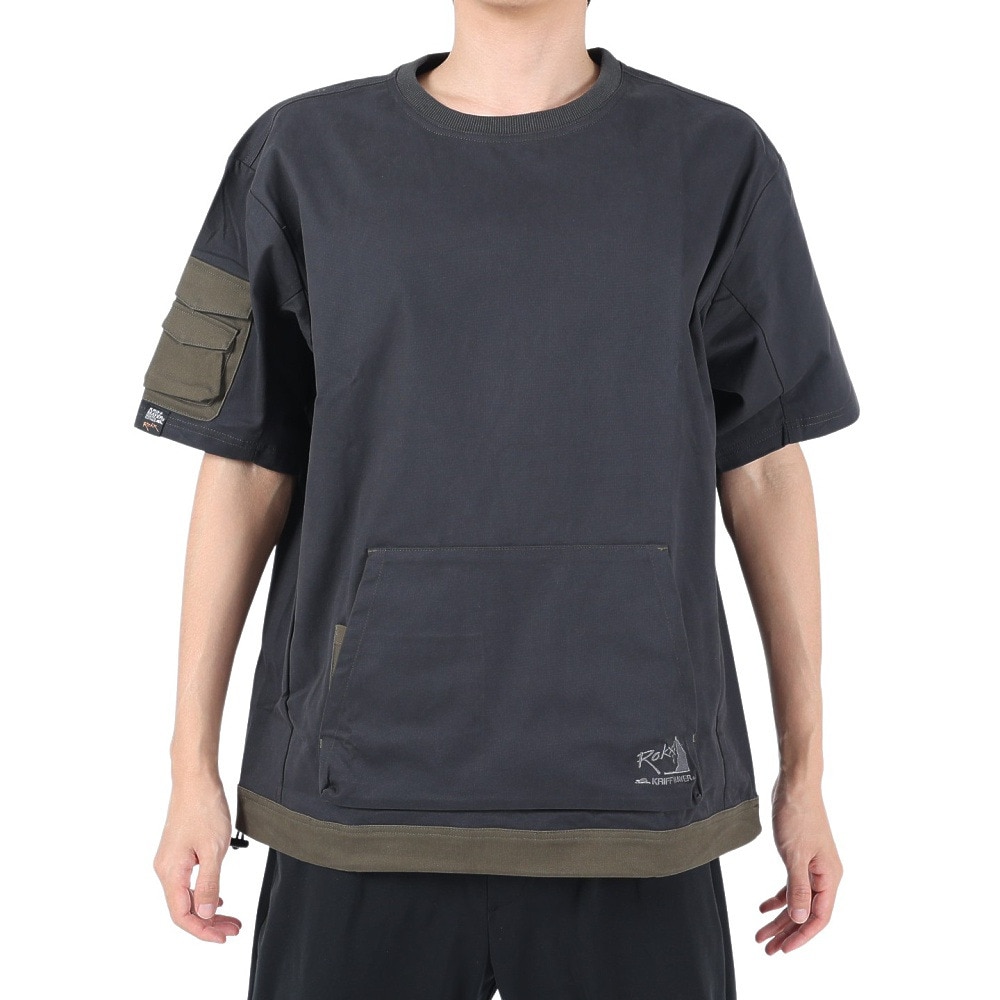 クリフメイヤー（KRIFF MAYER）（メンズ）半袖Tシャツ ROKXコラボ クルーネックキャンプシャツ 2245109-19:BLACK ブラック