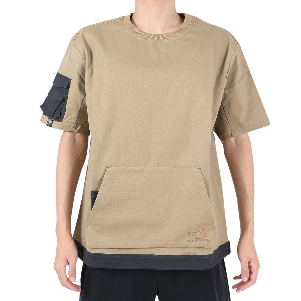 クリフメイヤー（KRIFF MAYER）（メンズ）半袖Tシャツ ROKXコラボ クルーネックキャンプシャツ 2245109-20:BEIGE ベージュ