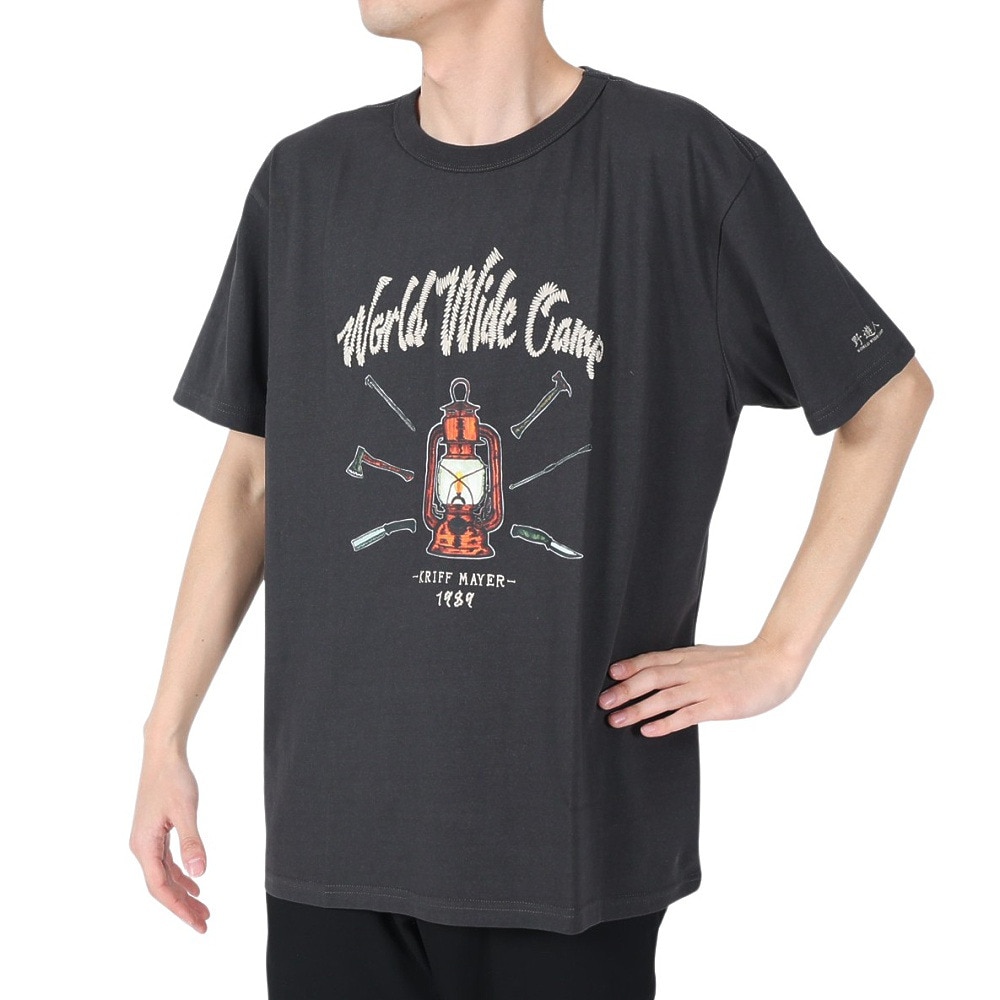 クリフメイヤー（KRIFF MAYER）（メンズ）接触冷感 吸水速乾 半袖Tシャツ ウェットプロテクトTシャツ ランプ 2247803-17:CHARCOAL チャコールグレー