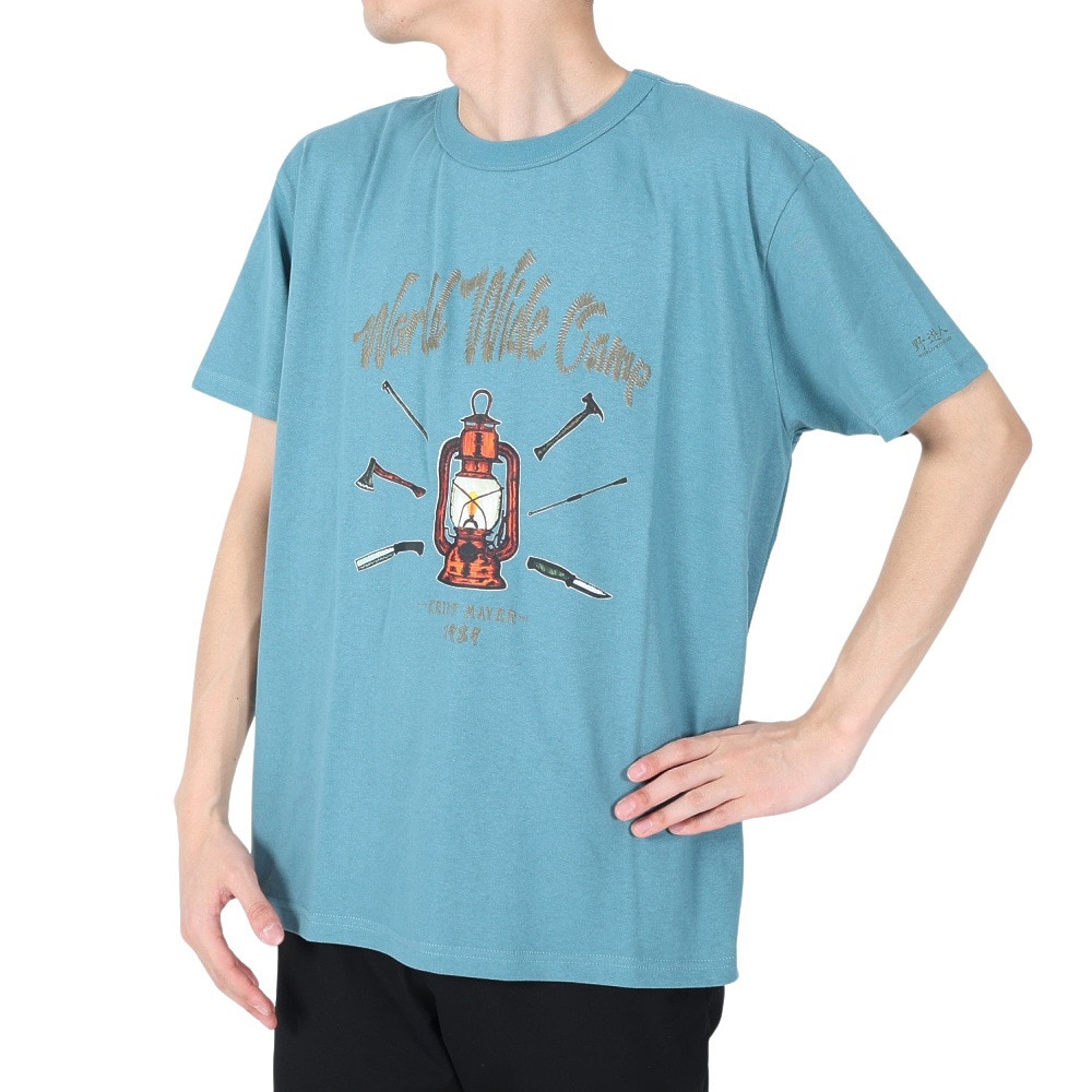 クリフメイヤー（KRIFF MAYER）（メンズ）接触冷感 吸水速乾 半袖Tシャツ ウェットプロテクトTシャツ ランプ 2247803-74:BLUE ブルー