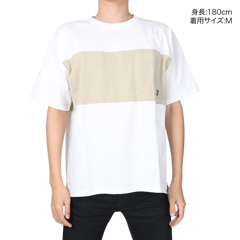 カブー（KAVU）（メンズ）半袖Tシャツ パネルTシャツ 19821814 WH/BE ホワイト×ベージュ