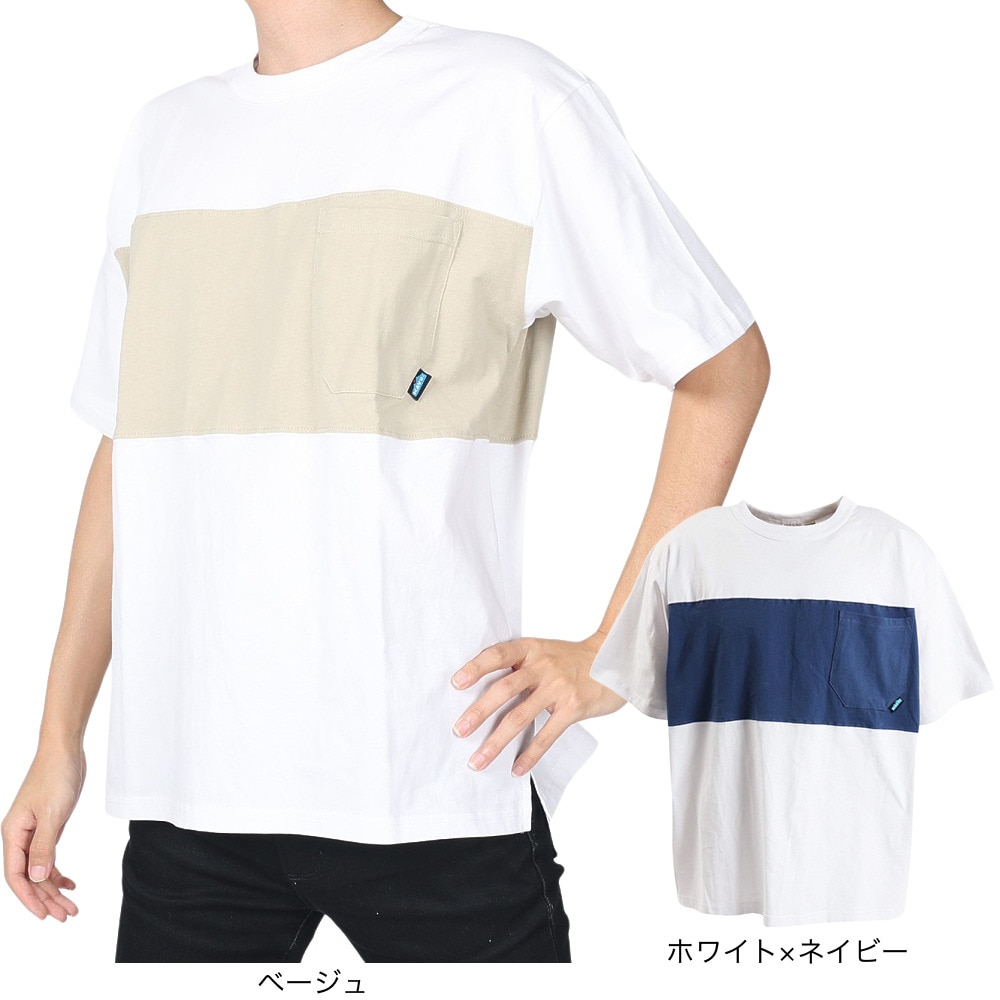 カブー（KAVU）（メンズ）半袖Tシャツ パネルTシャツ 19821814 WH/BE ホワイト×ベージュ