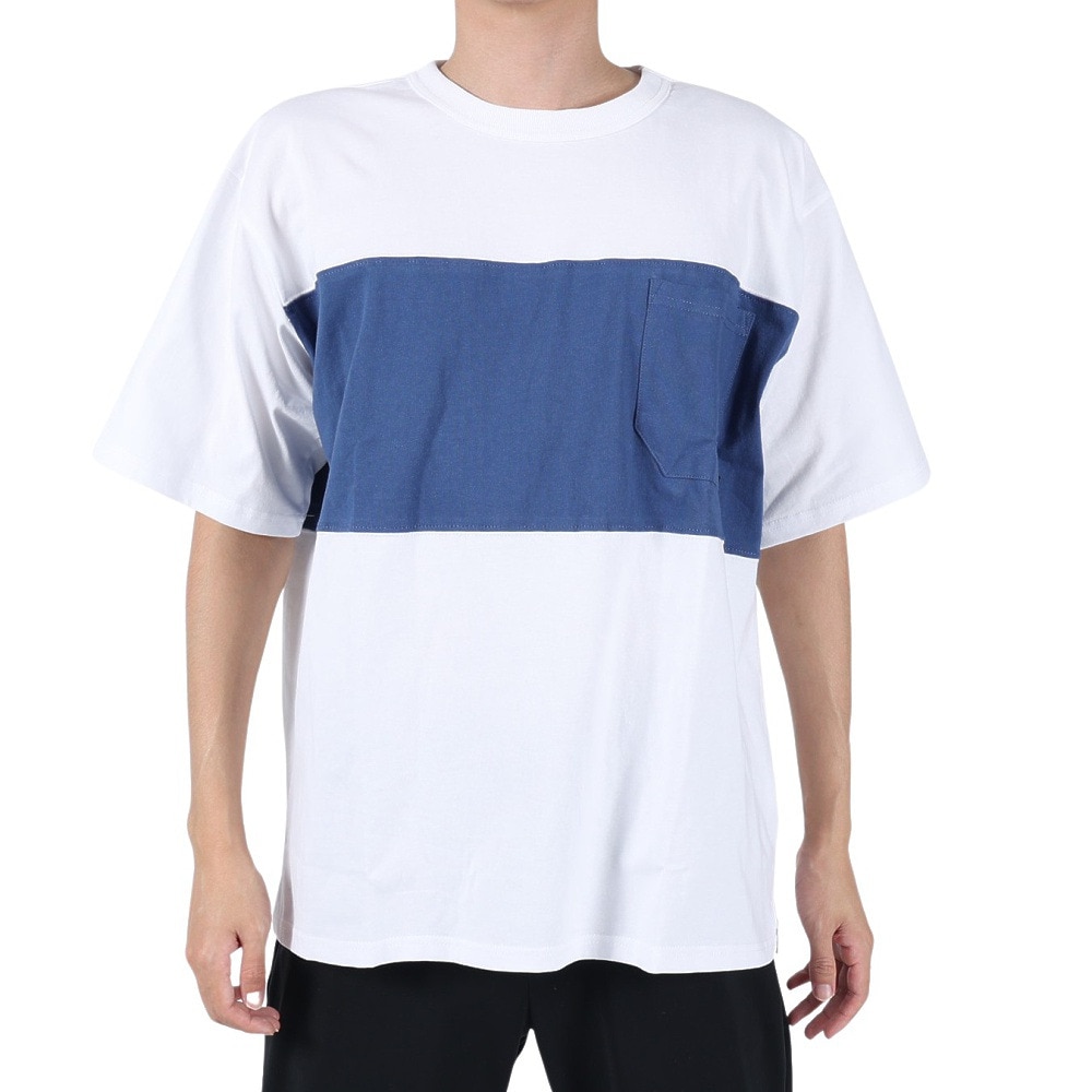 カブー（KAVU）（メンズ）半袖Tシャツ パネルTシャツ 19821814 WH/NV ホワイト×ネイビー