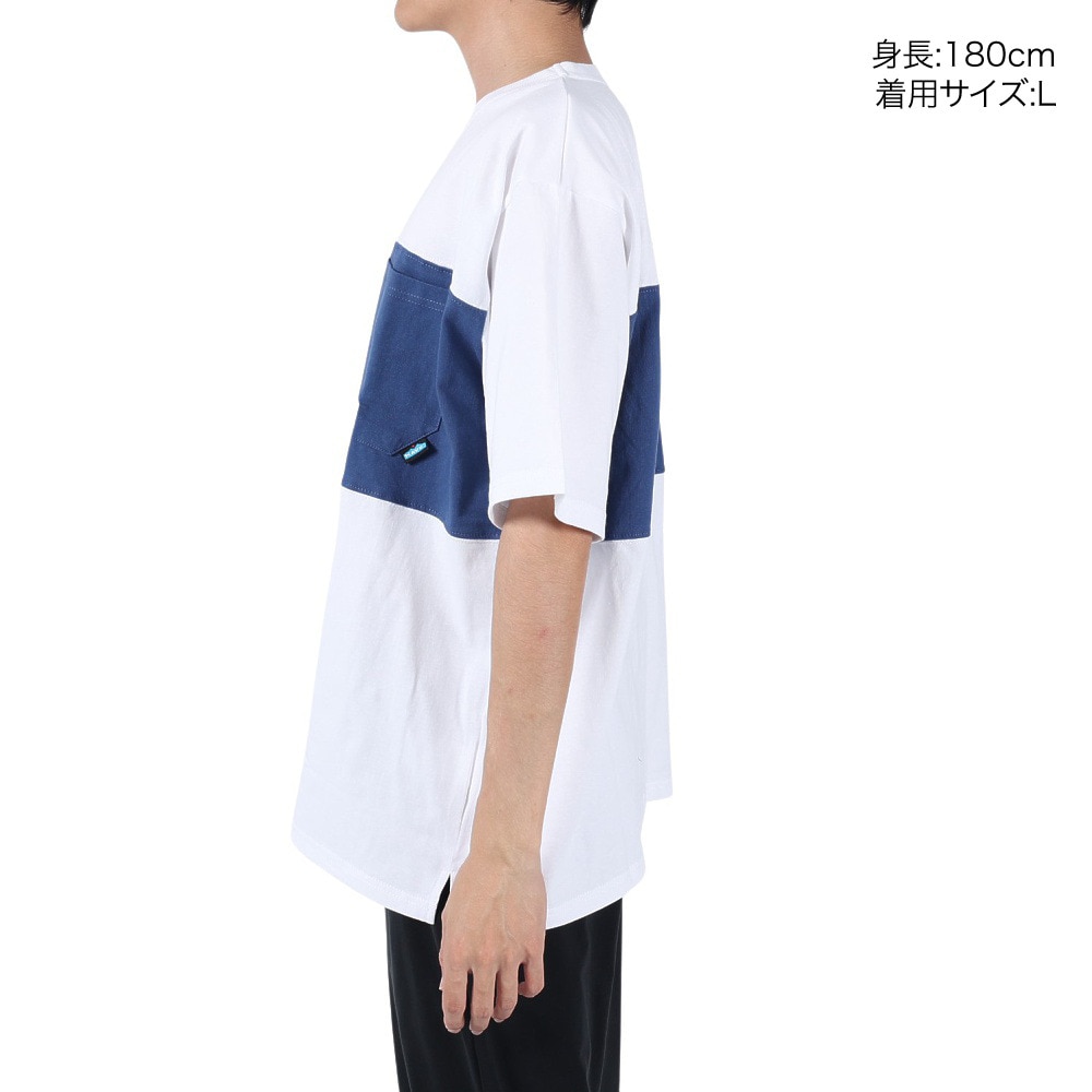 カブー（KAVU）（メンズ）半袖Tシャツ パネルTシャツ 19821814 WH/NV ホワイト×ネイビー