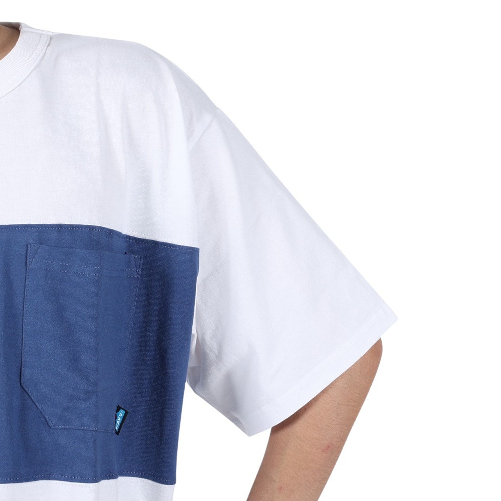カブー（KAVU）（メンズ）半袖Tシャツ パネルTシャツ 19821814 WH/NV ホワイト×ネイビー