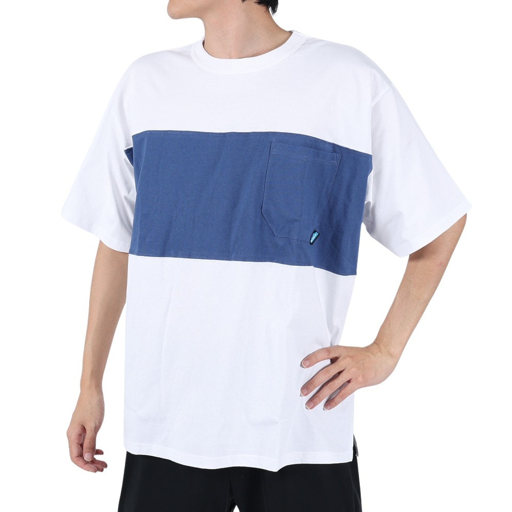 カブー（KAVU）（メンズ）半袖Tシャツ パネルTシャツ 19821814 WH/NV ホワイト×ネイビー