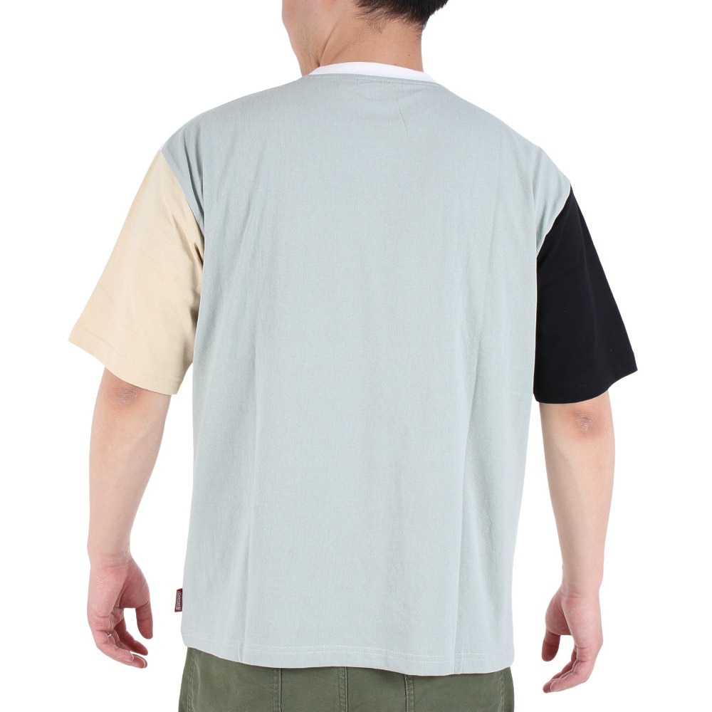 コールマン（Coleman）（メンズ）半袖Tシャツ 無地 ポケットTシャツ X5330A BEG ホワイト×グリーン