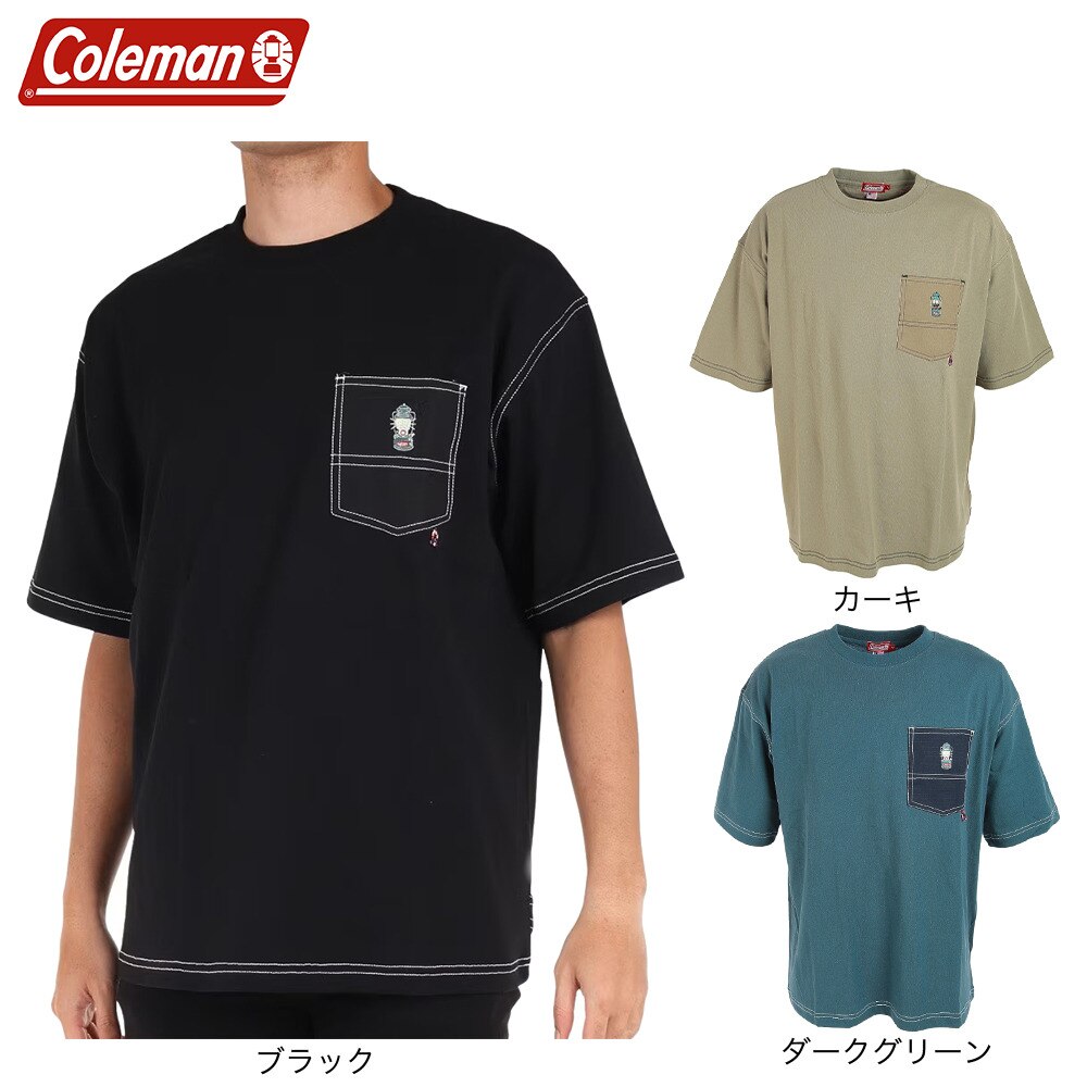コールマン（Coleman）（メンズ）裾・胸ポケット 半袖Tシャツ X5335A BLK ブラック