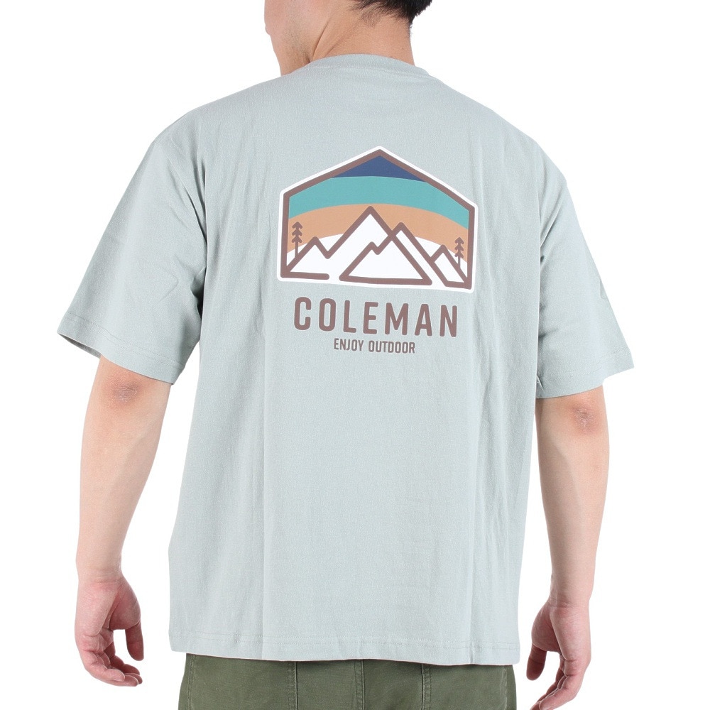 コールマン（Coleman）（メンズ）バックプリント 半袖Tシャツ マウンテンTシャツ X5338A TCS ターコイズ 綿100％