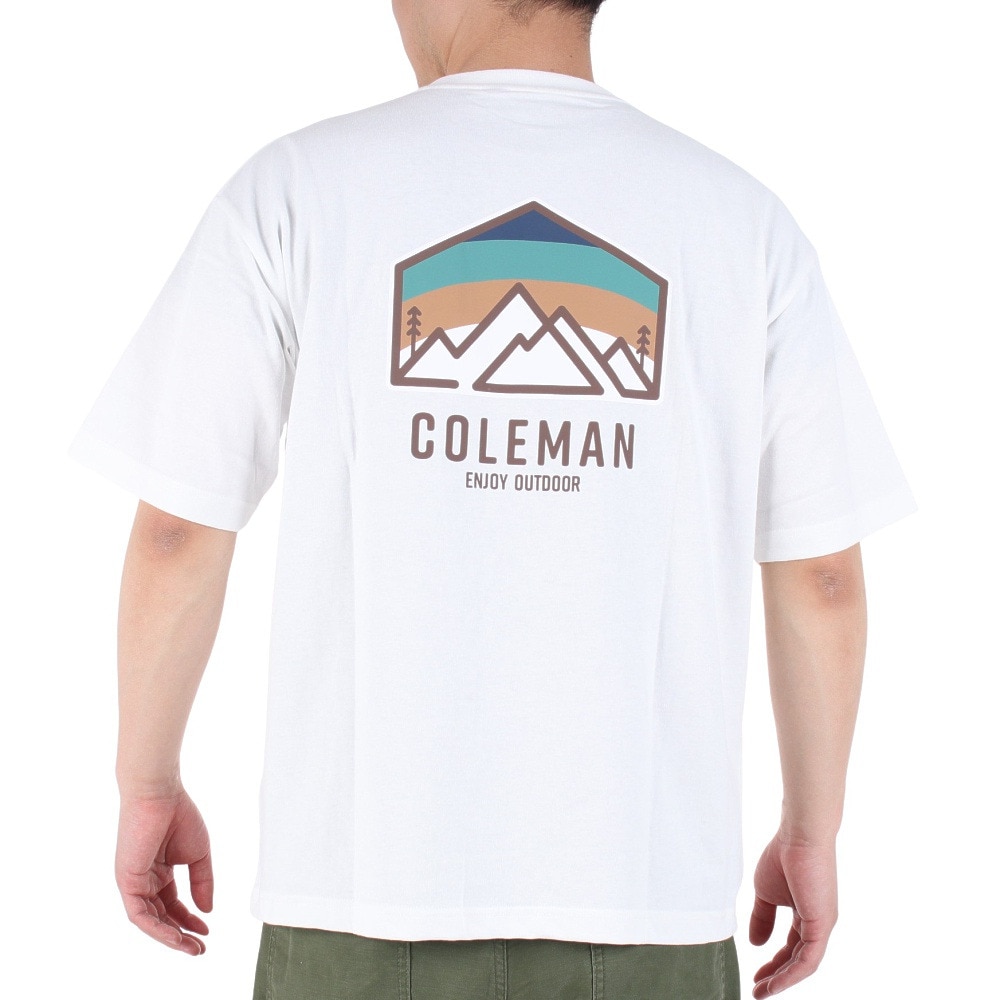 コールマン（Coleman）（メンズ）バックプリント 半袖Tシャツ マウンテンTシャツ X5338A WHT ホワイト 綿100％