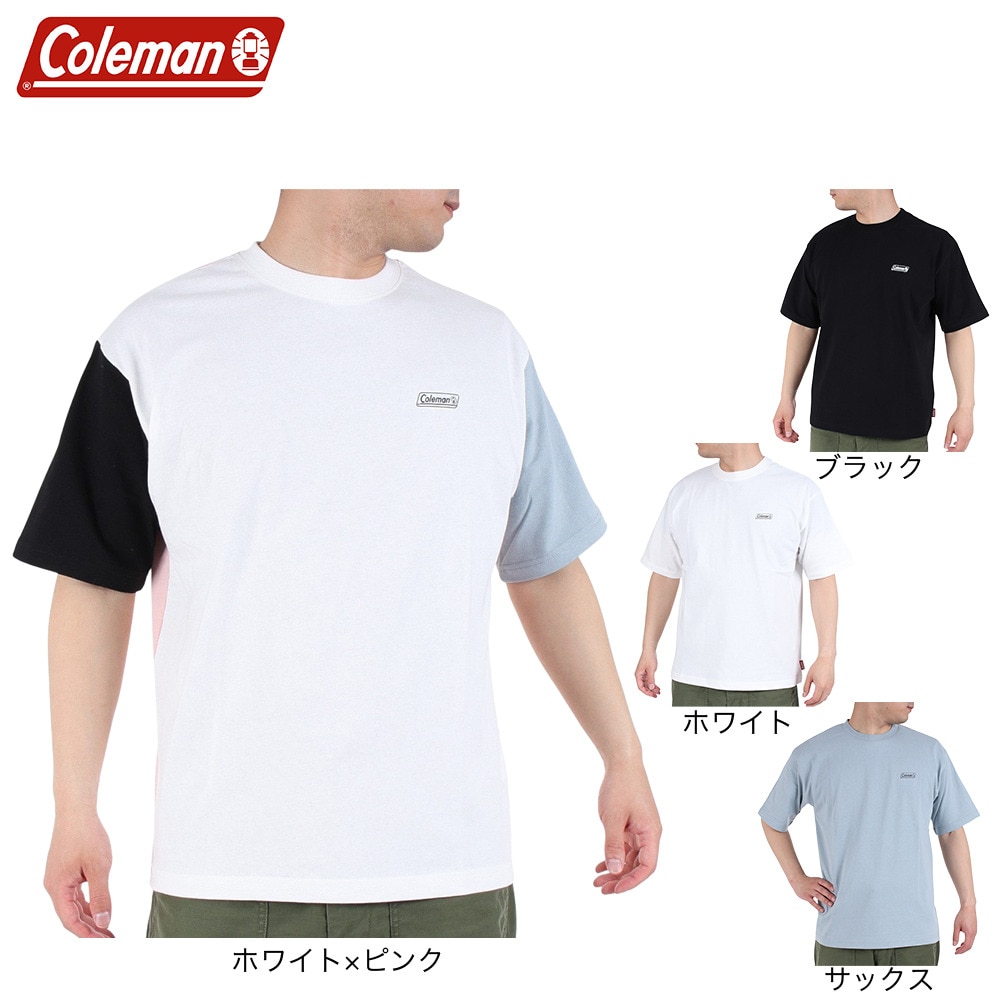 コールマン（Coleman）（メンズ）半袖Tシャツ ランタンプリントTシャツ X5339A PNK ホワイト×ピンク