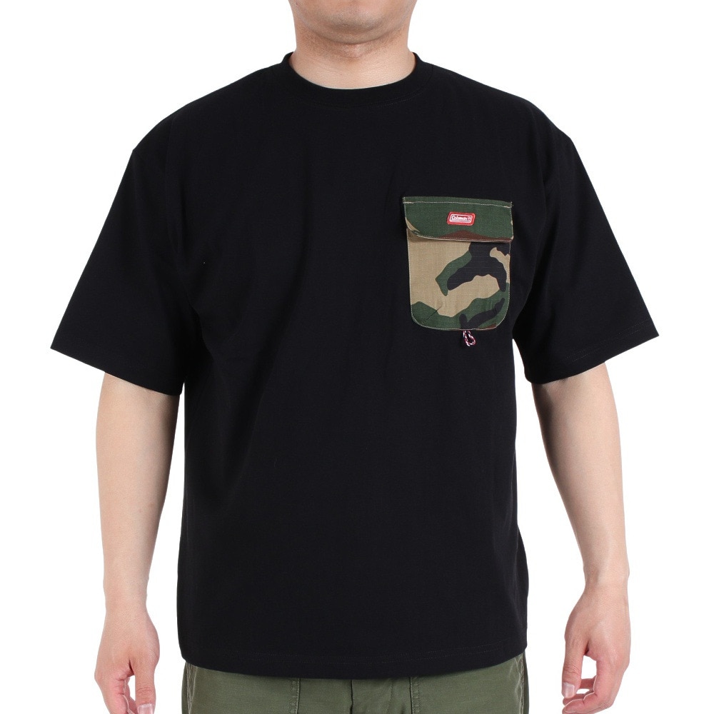 コールマン（Coleman）（メンズ）半袖Tシャツ 無地 布帛 ポケットTシャツ X533HA BLK ブラック