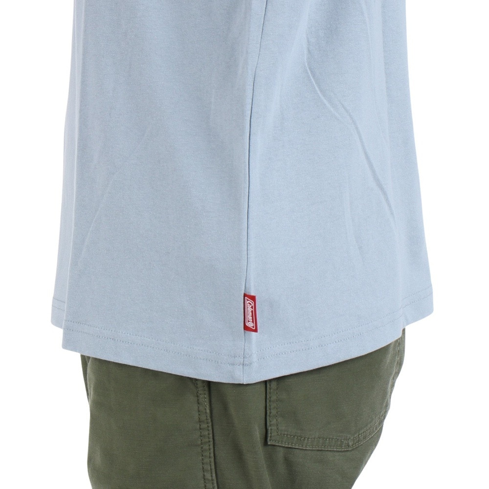 コールマン（Coleman）（メンズ）バックプリント 半袖Tシャツ 無地 布帛 ポケットTシャツ X533HA BLU ブルー 綿100％