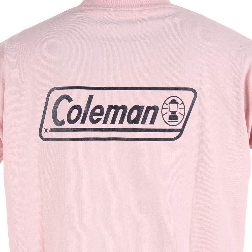 コールマン（Coleman）（メンズ）バックプリント 半袖Tシャツ 無地 布帛 ポケットTシャツ X533HA PNK ピンク 綿100％