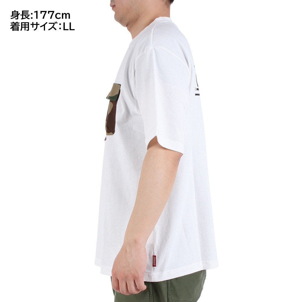 コールマン（Coleman）（メンズ）半袖Tシャツ 無地 布帛 ポケットTシャツ X533HA WHT ホワイト