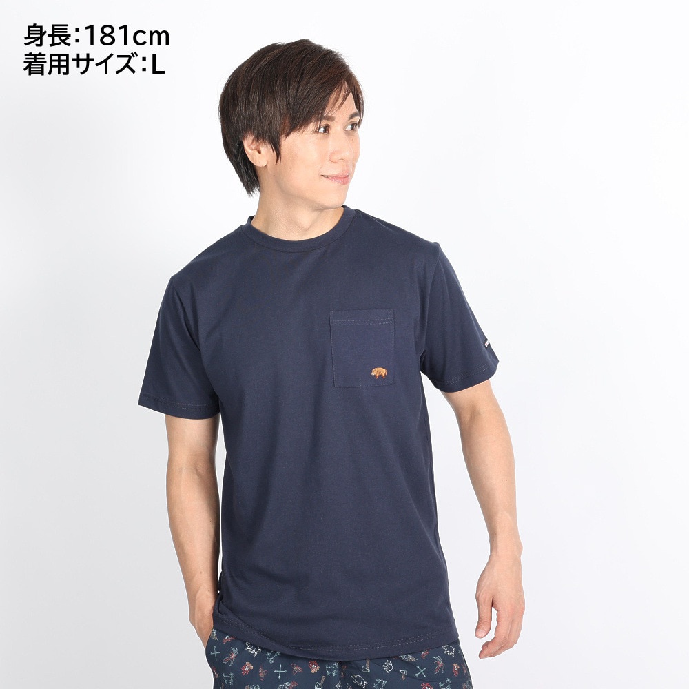 ボンファイア（Bonfire）（メンズ）Embroidery ポケット付き 半袖Tシャツ 50BNF3SCD2264 NVY ネイビー