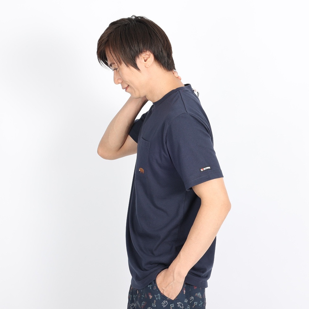 ボンファイア（Bonfire）（メンズ）Embroidery ポケット付き 半袖Tシャツ 50BNF3SCD2264 NVY ネイビー