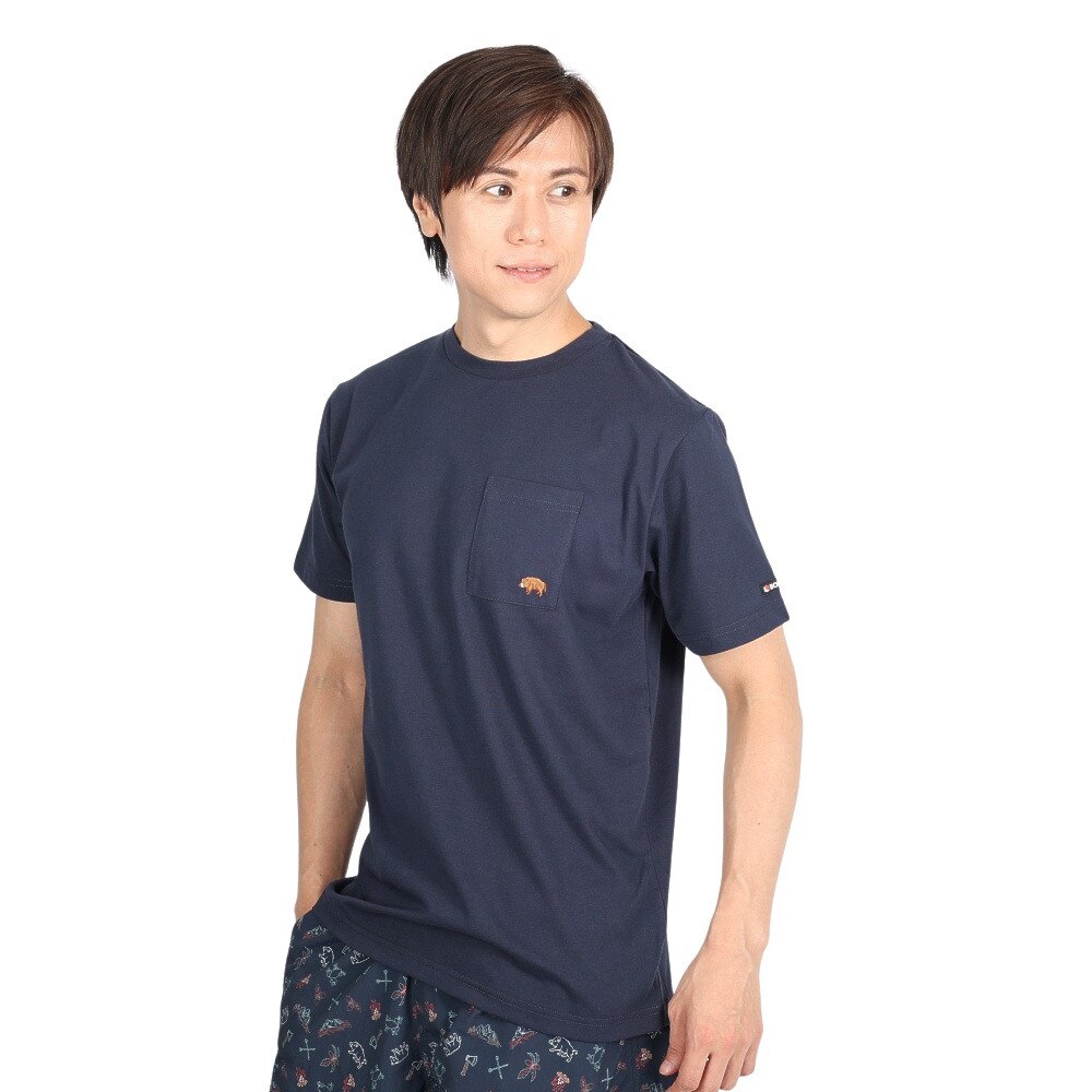 ボンファイア（Bonfire）（メンズ）Embroidery ポケット付き 半袖Tシャツ 50BNF3SCD2264 NVY ネイビー