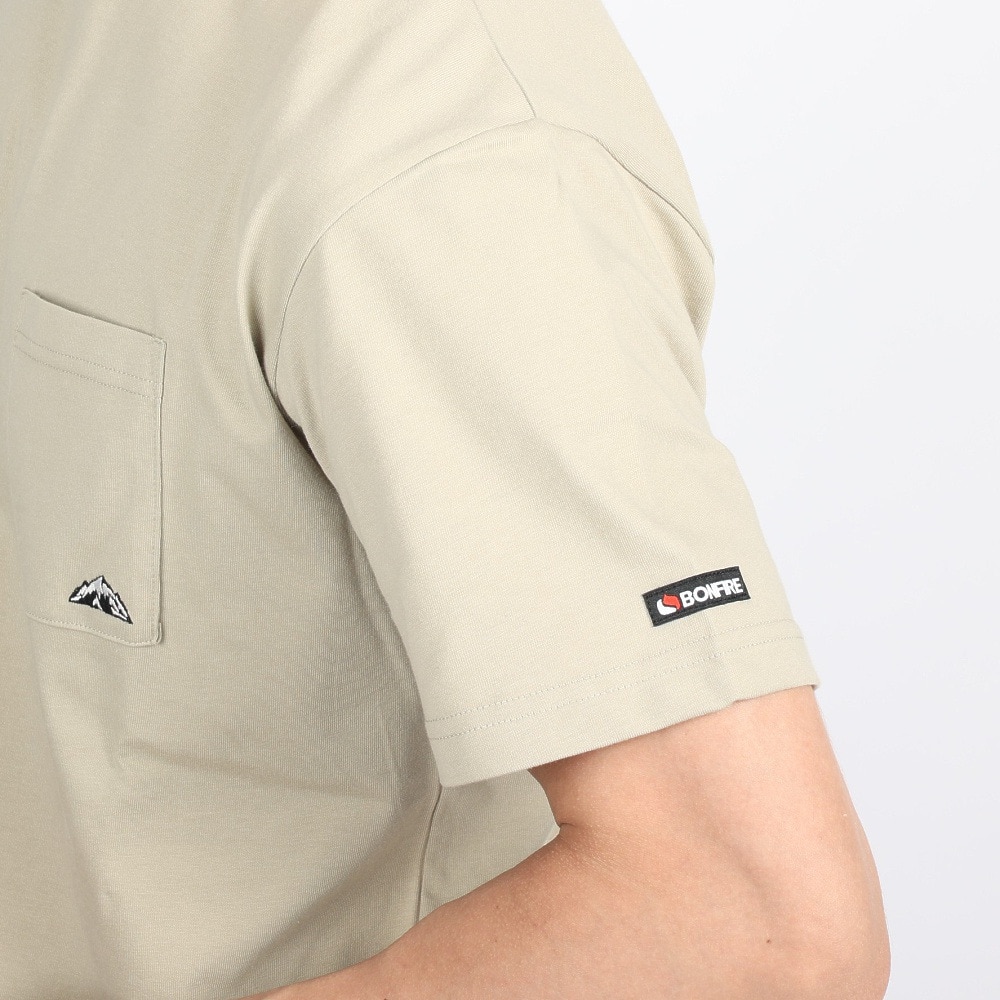 ボンファイア（Bonfire）（メンズ）Embroidery ポケット付き 半袖Tシャツ 50BNF3SCD2264 SBEG ベージュ