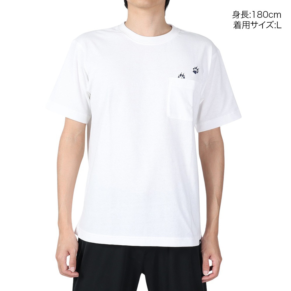 ジャックウルフスキン（JackWolfskin）（メンズ）半袖Tシャツ JP PAW IN POCKET 半袖Tシャツ V2 5023432-5018 ホワイト