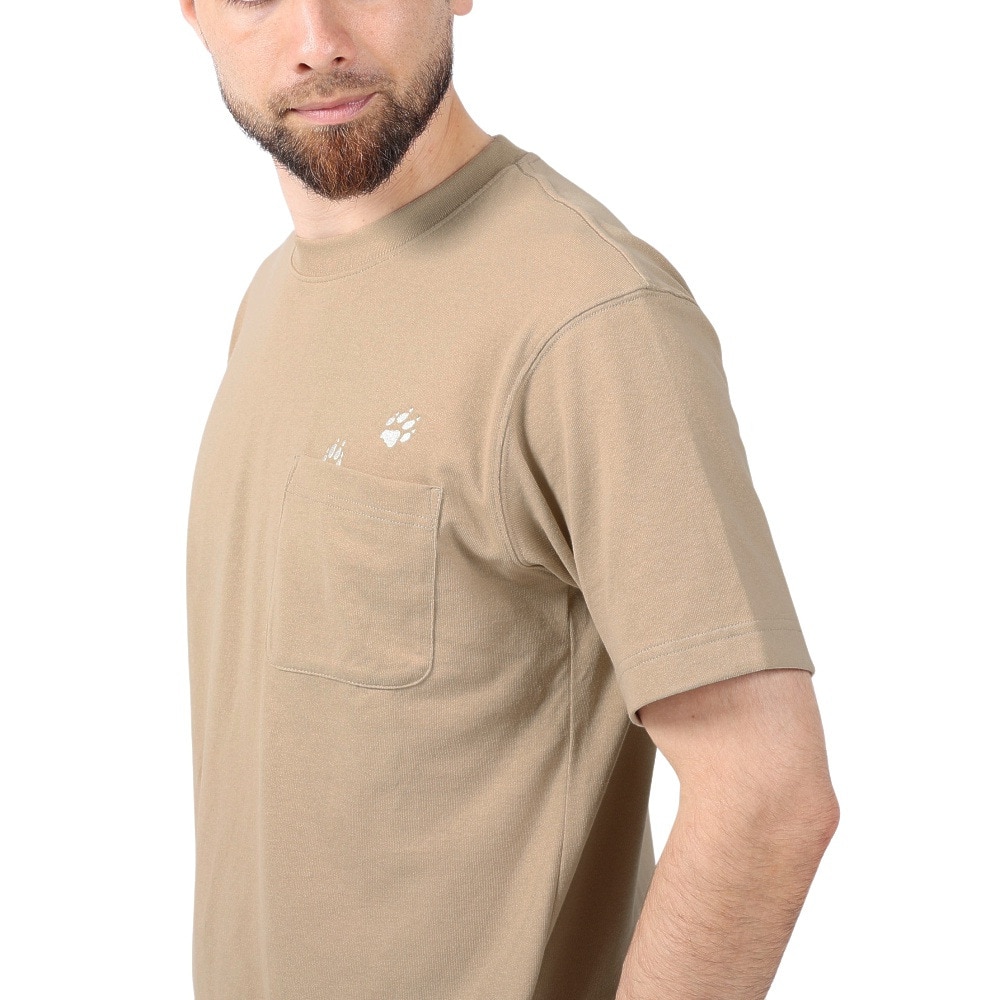 ジャックウルフスキン（JackWolfskin）（メンズ）半袖Tシャツ PAW IN ポケット半袖Tシャツ V2 5023432-5154 ベージュ
