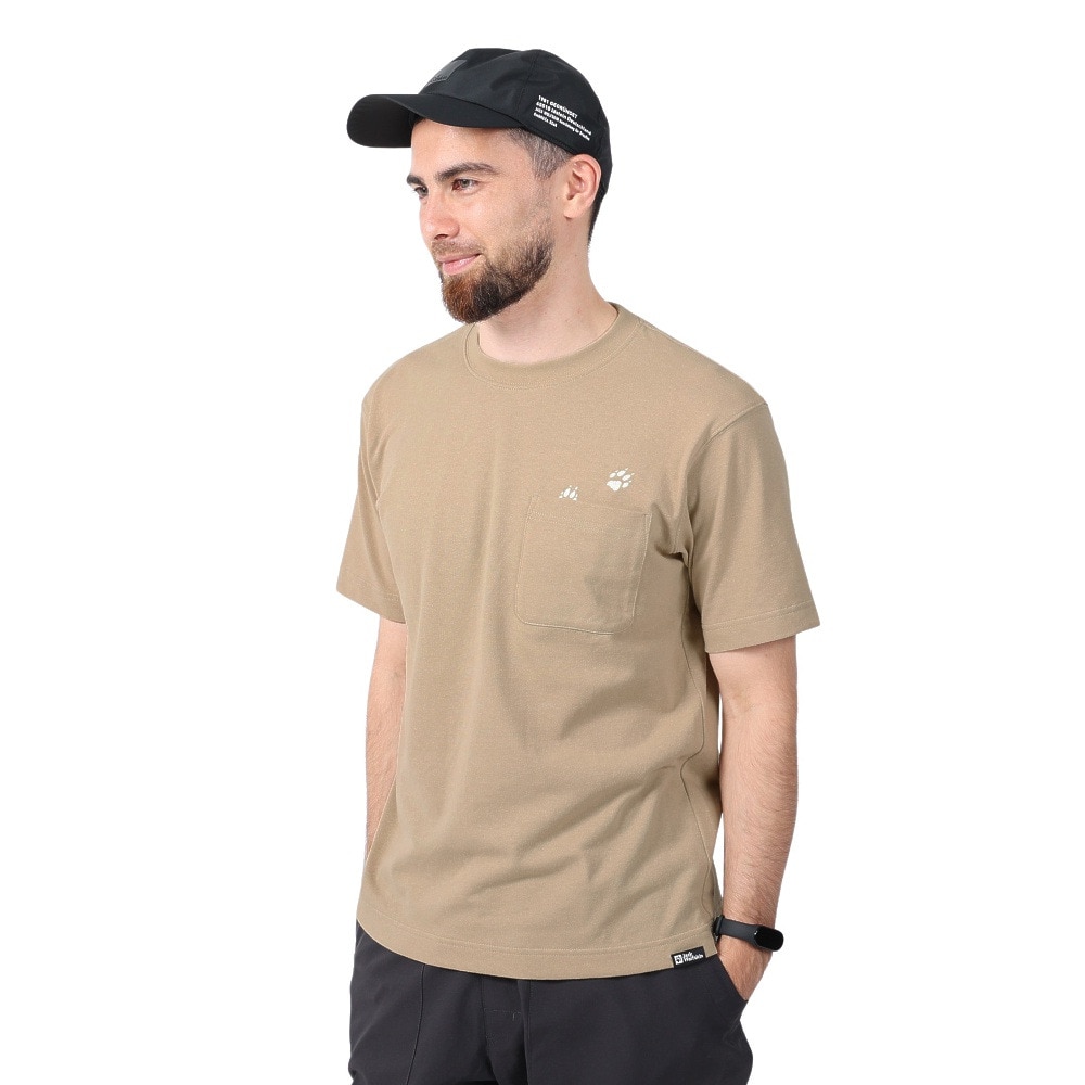 ジャックウルフスキン（JackWolfskin）（メンズ）半袖Tシャツ PAW IN ポケット半袖Tシャツ V2 5023432-5154 ベージュ