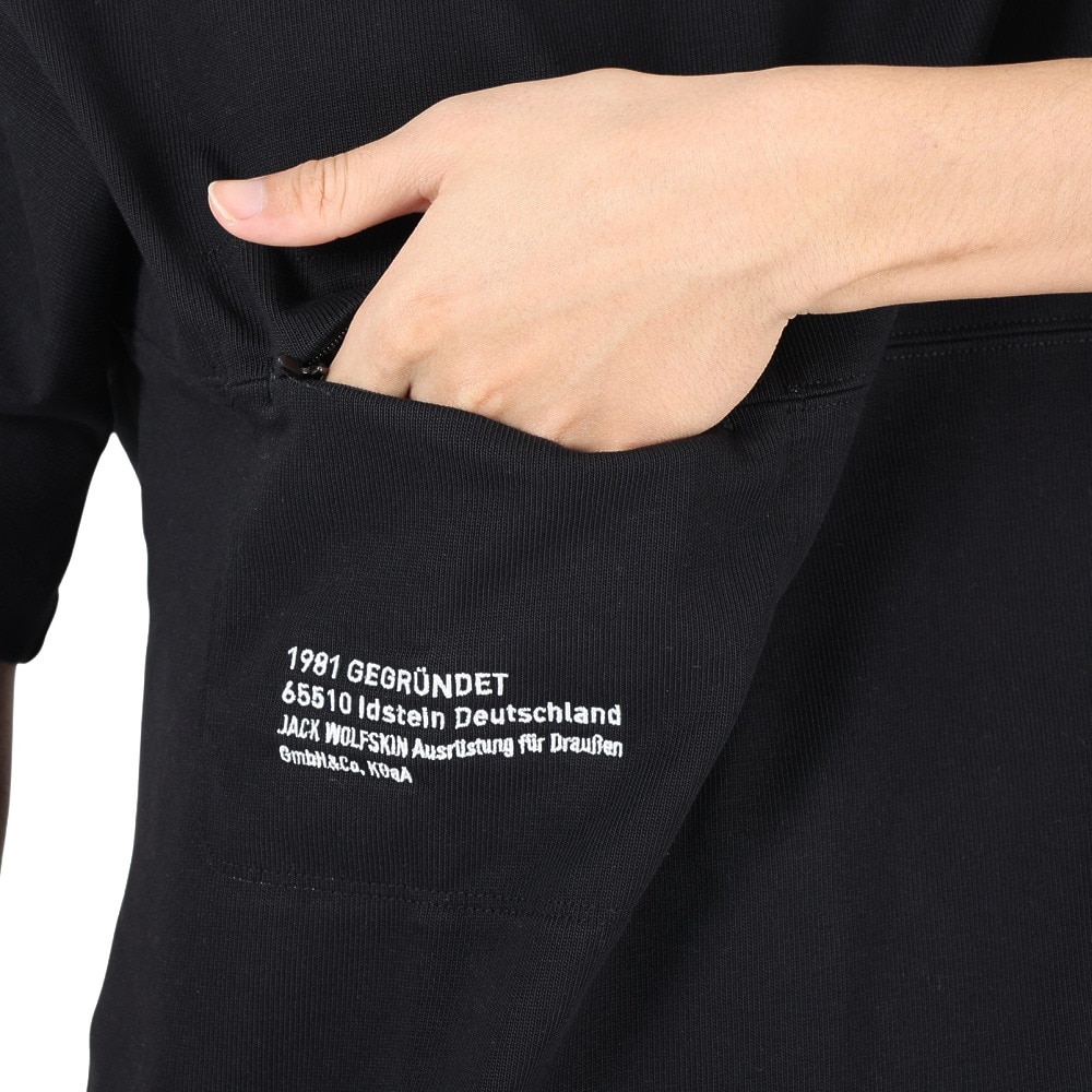 ジャックウルフスキン（JackWolfskin）（メンズ）半袖Tシャツ JP UR ENGINEER Tシャツ V2 5027752-6000 ブラック 吸汗速乾 ポケット