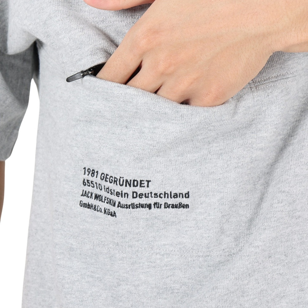 ジャックウルフスキン（JackWolfskin）（メンズ）半袖Tシャツ JP UR ENGINEER Tシャツ V2 5027752-6203 グレー 吸汗速乾 ポケット