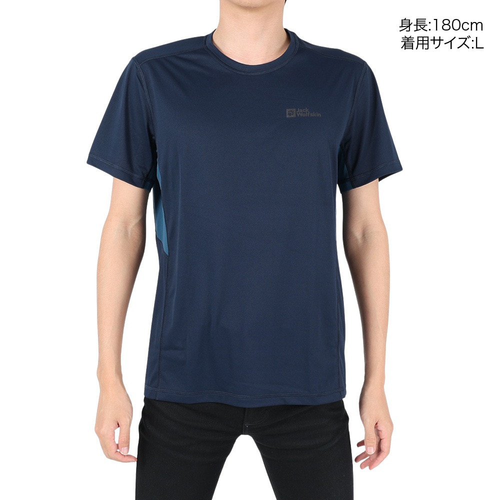 ジャックウルフスキン（JackWolfskin）（メンズ）PRELIGHT S/S M 半袖Tシャツ 5030271-1010 ネイビー