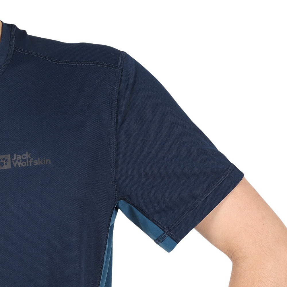 ジャックウルフスキン（JackWolfskin）（メンズ）PRELIGHT S/S M 半袖Tシャツ 5030271-1010 ネイビー
