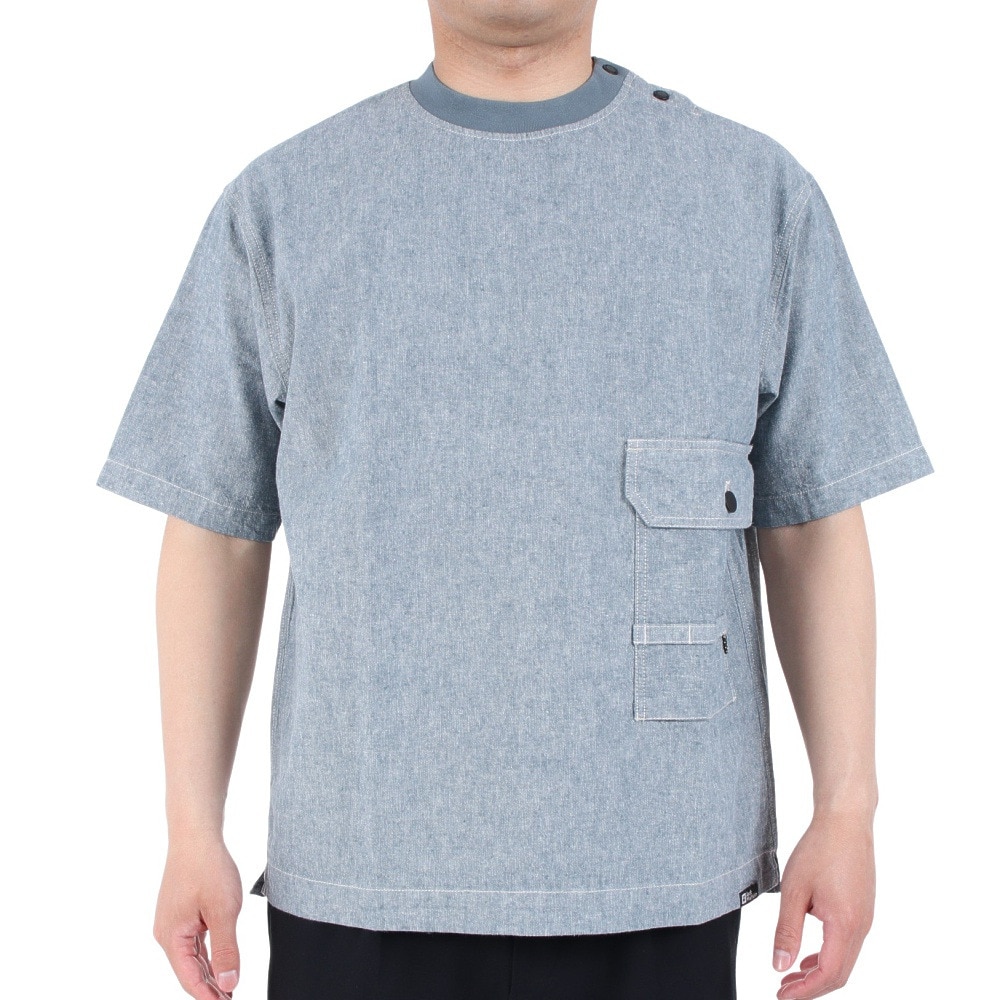 ジャックウルフスキン（JackWolfskin）（メンズ）半袖Tシャツ ヘンプ ウッドワーカーTシャツ 5031611-6167 ブルーグレー