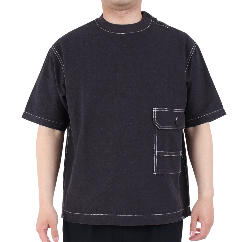 ジャックウルフスキン（JackWolfskin）（メンズ）半袖Tシャツ ヘンプ ウッドワーカーTシャツ 5031611-6350 チャコールグレー