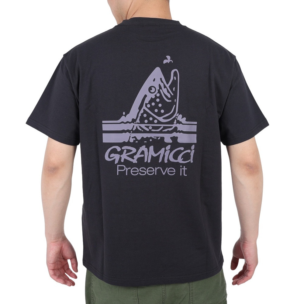 グラミチ（Gramicci）（メンズ、レディース）半袖Tシャツ トラウトTシャツ G3SU-T050-VTBLK ダークグレー