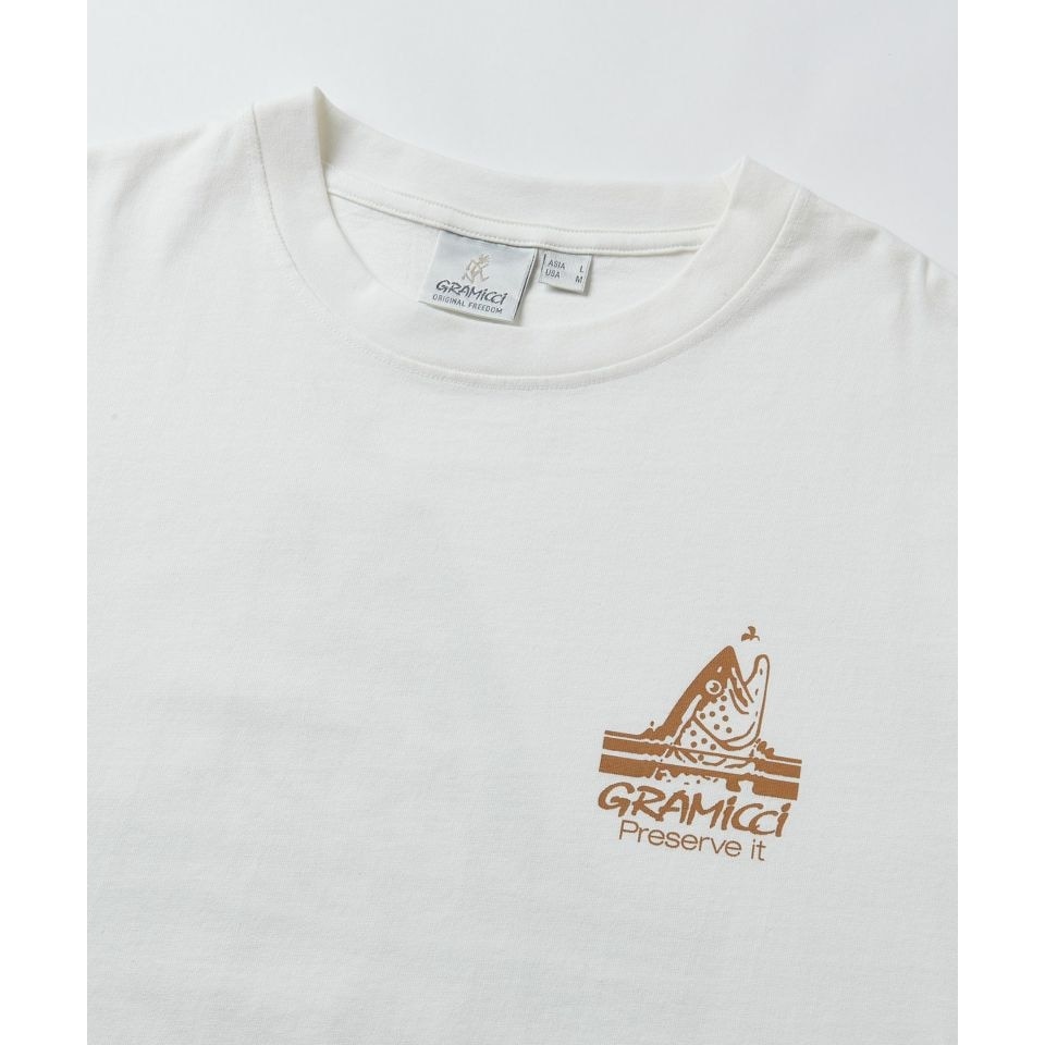 グラミチ（Gramicci）（メンズ）半袖Tシャツ トラウトTシャツ G3SU-T050-WHITE ホワイト