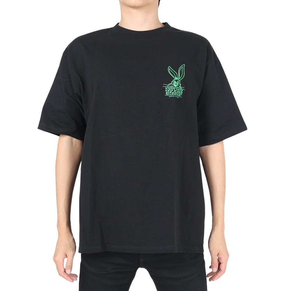 マナスタッシュ（MANASTASH）（メンズ）半袖Tシャツ CiTee RABBIT ラビットTシャツ 792-3134040 BLK ブラック
