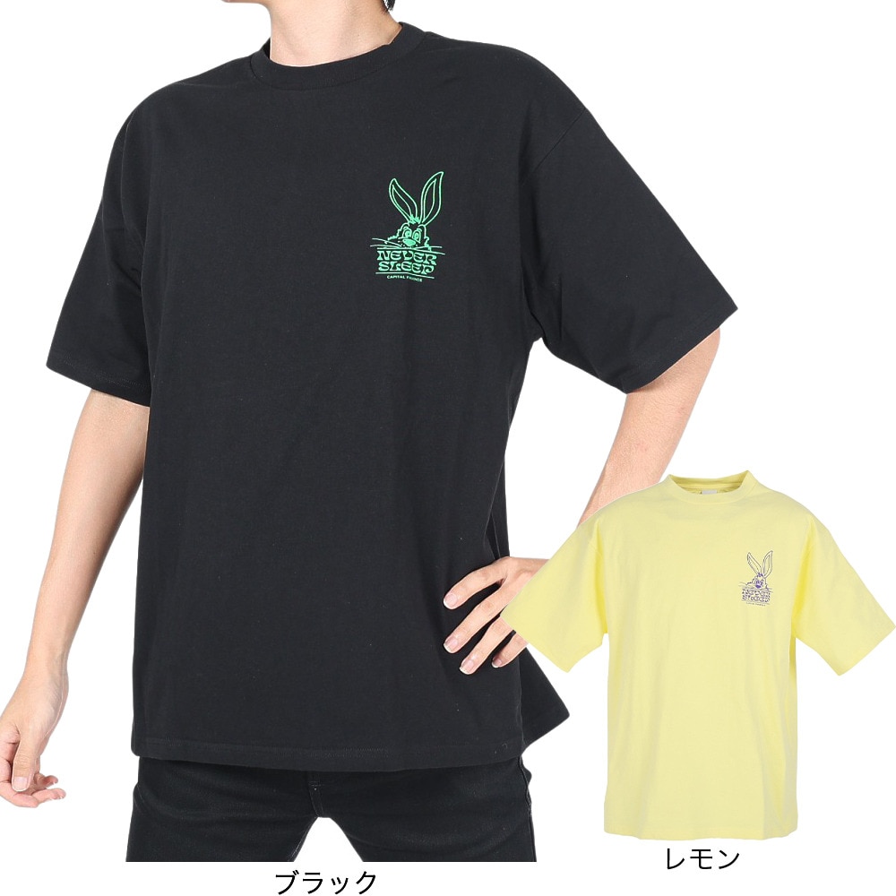 マナスタッシュ（MANASTASH）（メンズ）半袖Tシャツ CiTee RABBIT ラビットTシャツ 792-3134040 LEMON レモン