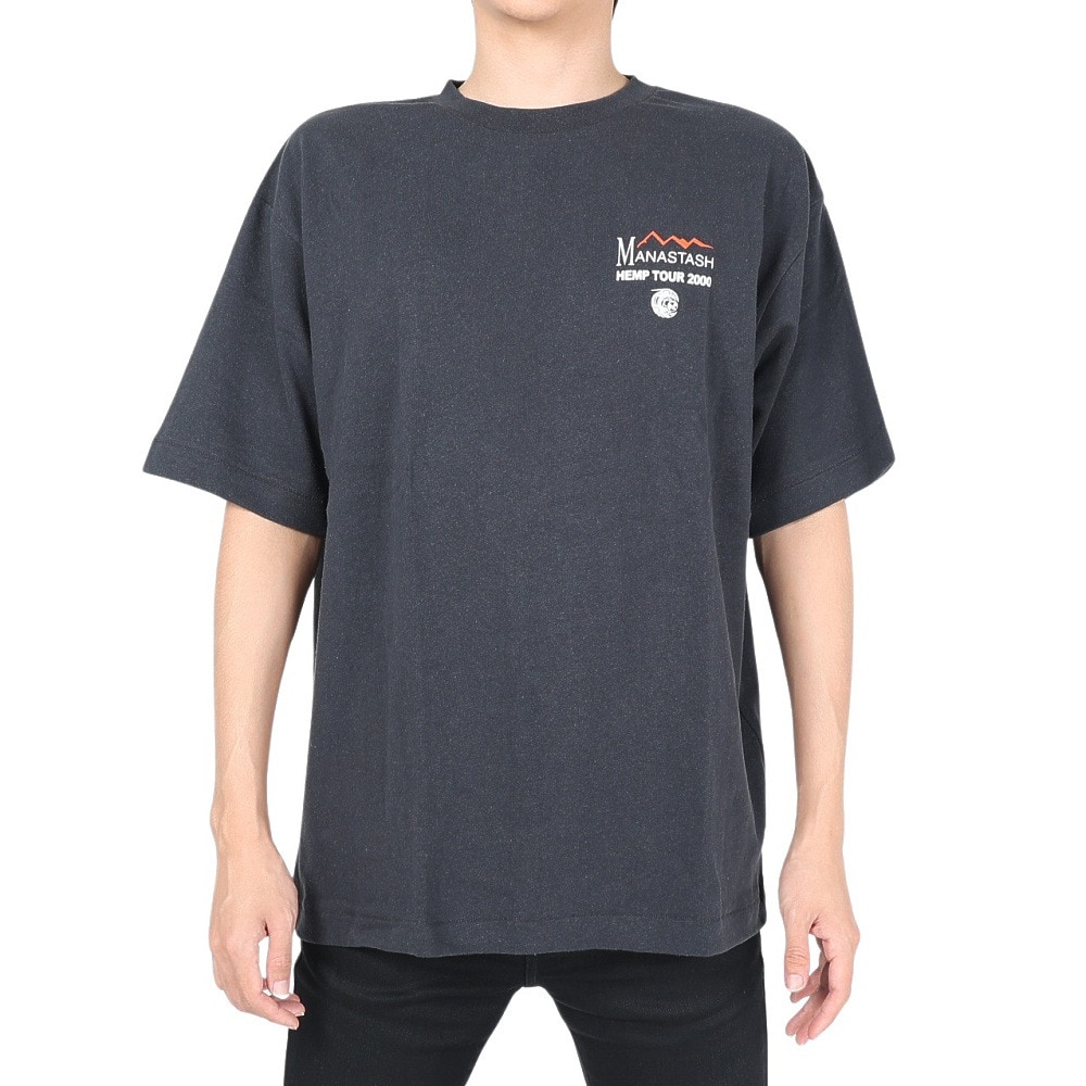 マナスタッシュ（MANASTASH）（メンズ）半袖Tシャツ HEMP TEE TOUR 2000 シャツ 792-3134045 BLK ブラック