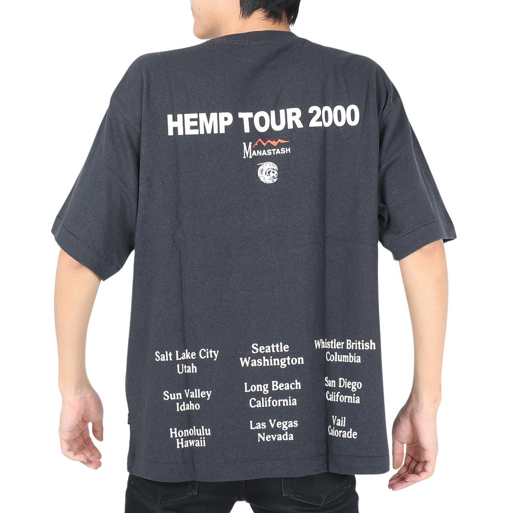 マナスタッシュ（MANASTASH）（メンズ）半袖Tシャツ HEMP TEE TOUR 2000 シャツ 792-3134045 BLK ブラック