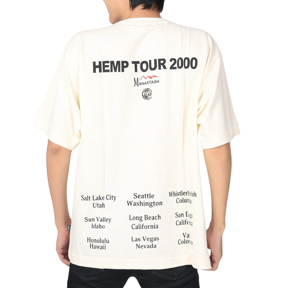 マナスタッシュ（MANASTASH）（メンズ）半袖Tシャツ HEMP TEE TOUR 2000 シャツ 792-3134045 NTL オフホワイト