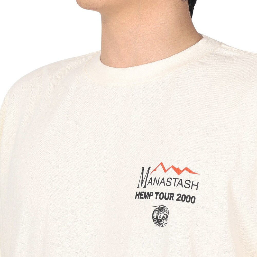 マナスタッシュ（MANASTASH）（メンズ）半袖Tシャツ HEMP TEE TOUR 2000 シャツ 792-3134045 NTL オフホワイト