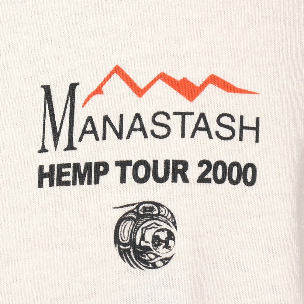 マナスタッシュ（MANASTASH）（メンズ）半袖Tシャツ HEMP TEE TOUR 2000 シャツ 792-3134045 NTL オフホワイト