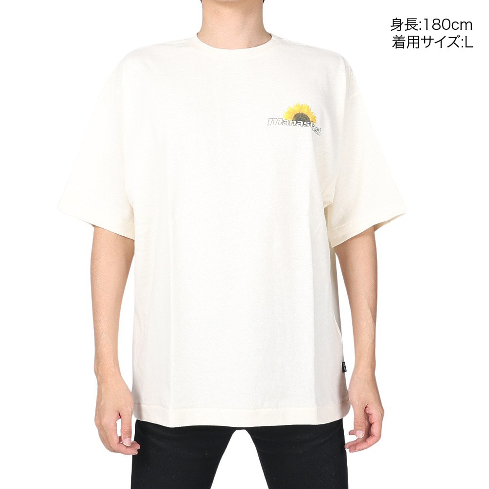 マナスタッシュ（MANASTASH）（メンズ）半袖Tシャツ HEMP TEE SUN シャツ 792-3134046 NTL アイボリー