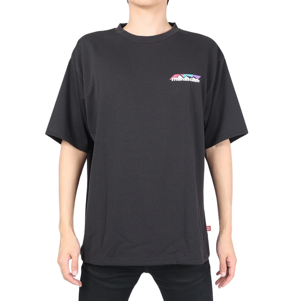 マナスタッシュ（MANASTASH）（メンズ）半袖Tシャツ RE:PET TEE SCHEME ロゴ シャツ 792-3134048 BLK ブラック