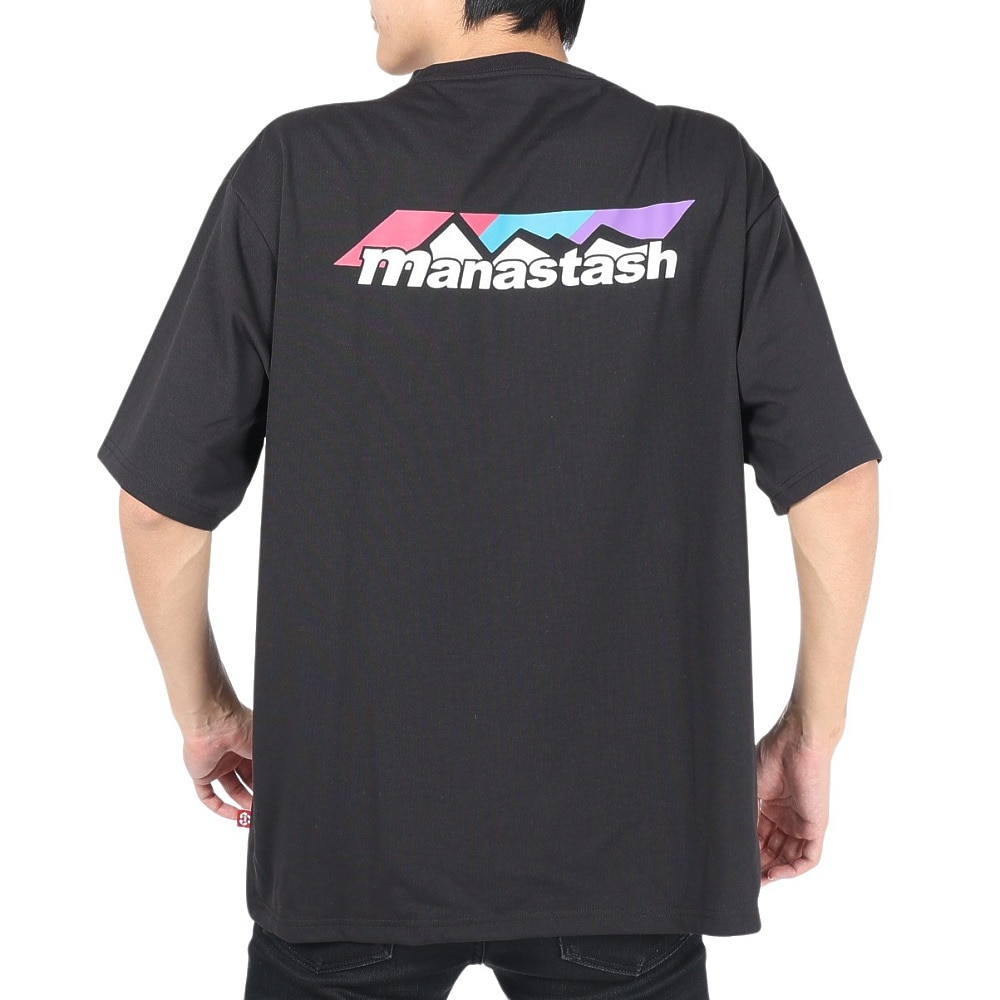 マナスタッシュ（MANASTASH）（メンズ）半袖Tシャツ RE:PET TEE SCHEME ロゴ シャツ 792-3134048 BLK ブラック