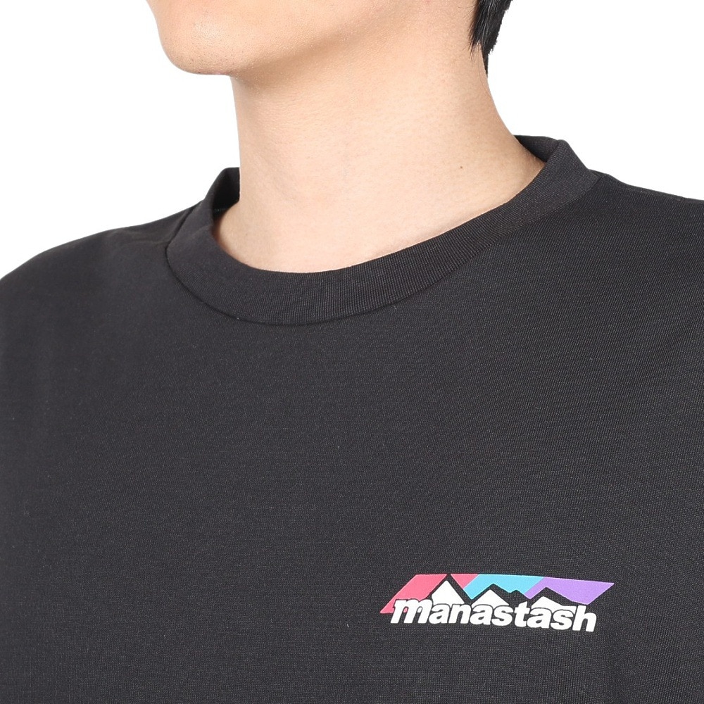 マナスタッシュ（MANASTASH）（メンズ）半袖Tシャツ RE:PET TEE SCHEME ロゴ シャツ 792-3134048 BLK ブラック