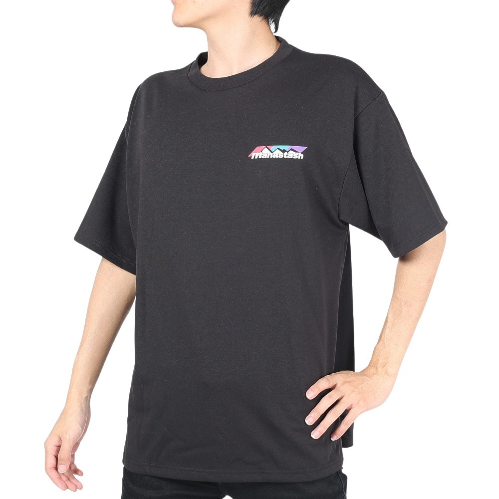 マナスタッシュ（MANASTASH）（メンズ）半袖Tシャツ RE:PET TEE SCHEME ロゴ シャツ 792-3134048 BLK ブラック