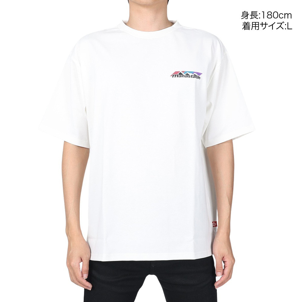 マナスタッシュ（MANASTASH）（メンズ）半袖Tシャツ RE:PET TEE SCHEME ロゴ シャツ 792-3134048 WHT ホワイト